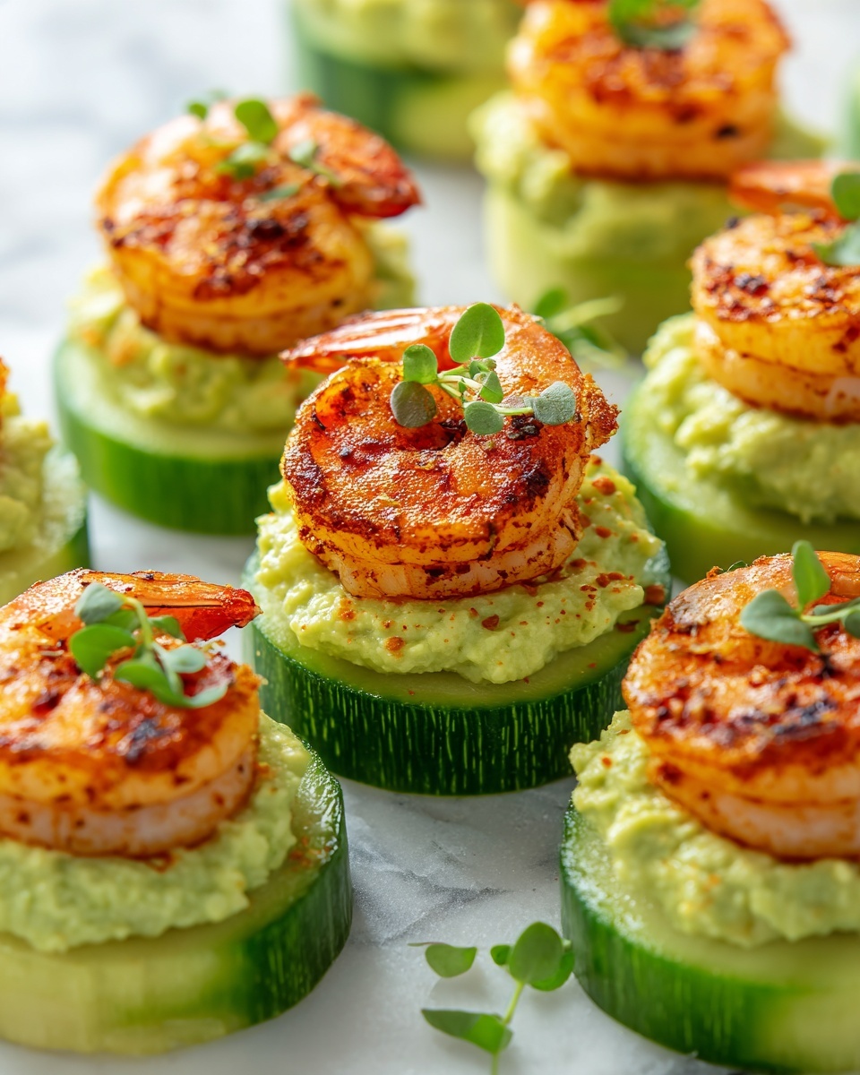 Blackened Shrimp Avocado Cucumber Bites Recipe - Recipe Image