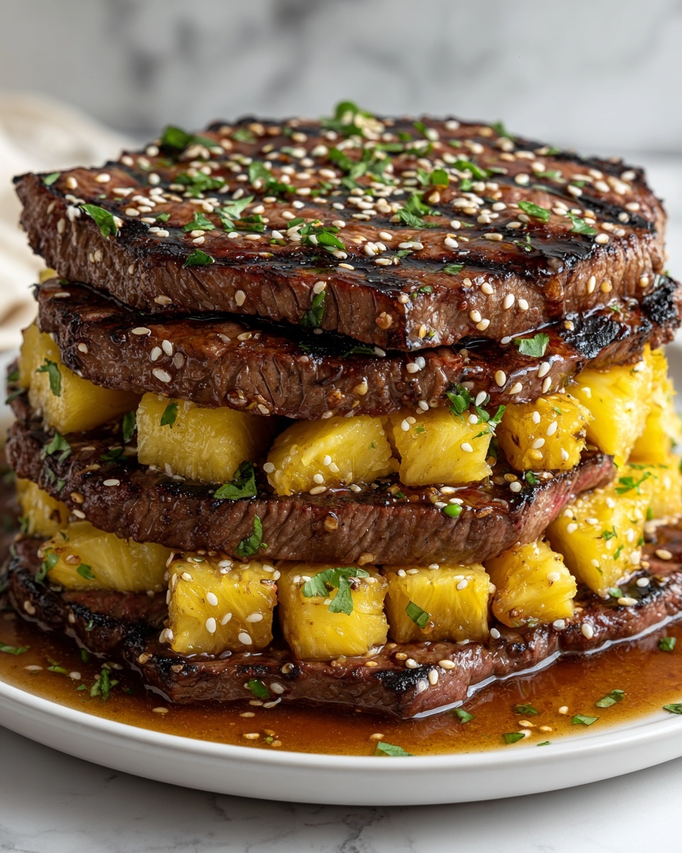 Teriyaki Beef & Pineapple Rice Stack Recipe - Recipe Image