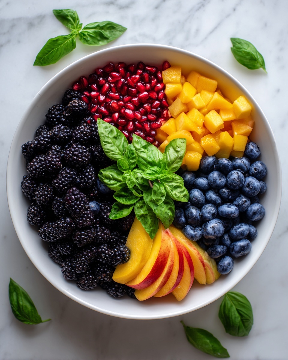 Honey Lime Basil Peach Fruit Salad Recipe - Recipe Image
