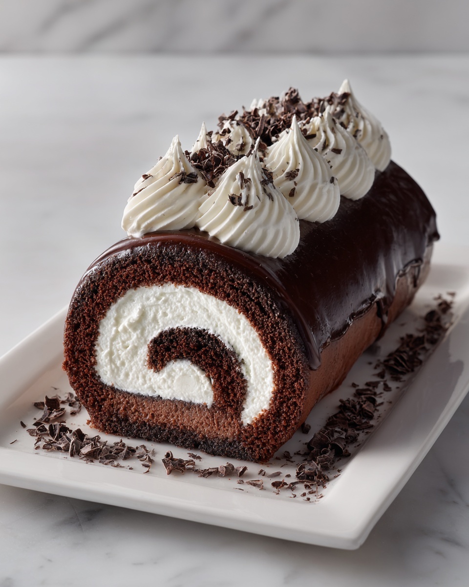 Classic Yule Log Cake with Chocolate Frosting and Sugared Cranberries Recipe - Recipe Image