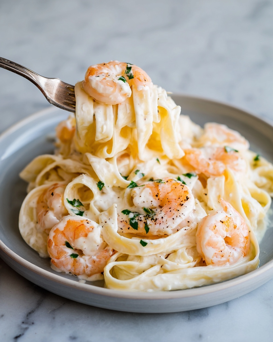 Creamy Alfredo Pasta with Salmon & Shrimp Recipe - Recipe Image