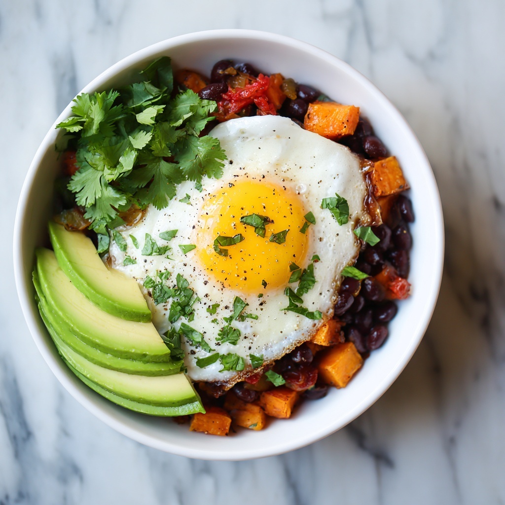 Southwest Sweet Potato Hash with Eggs, Avocado, and Cilantro Recipe - Recipe Image