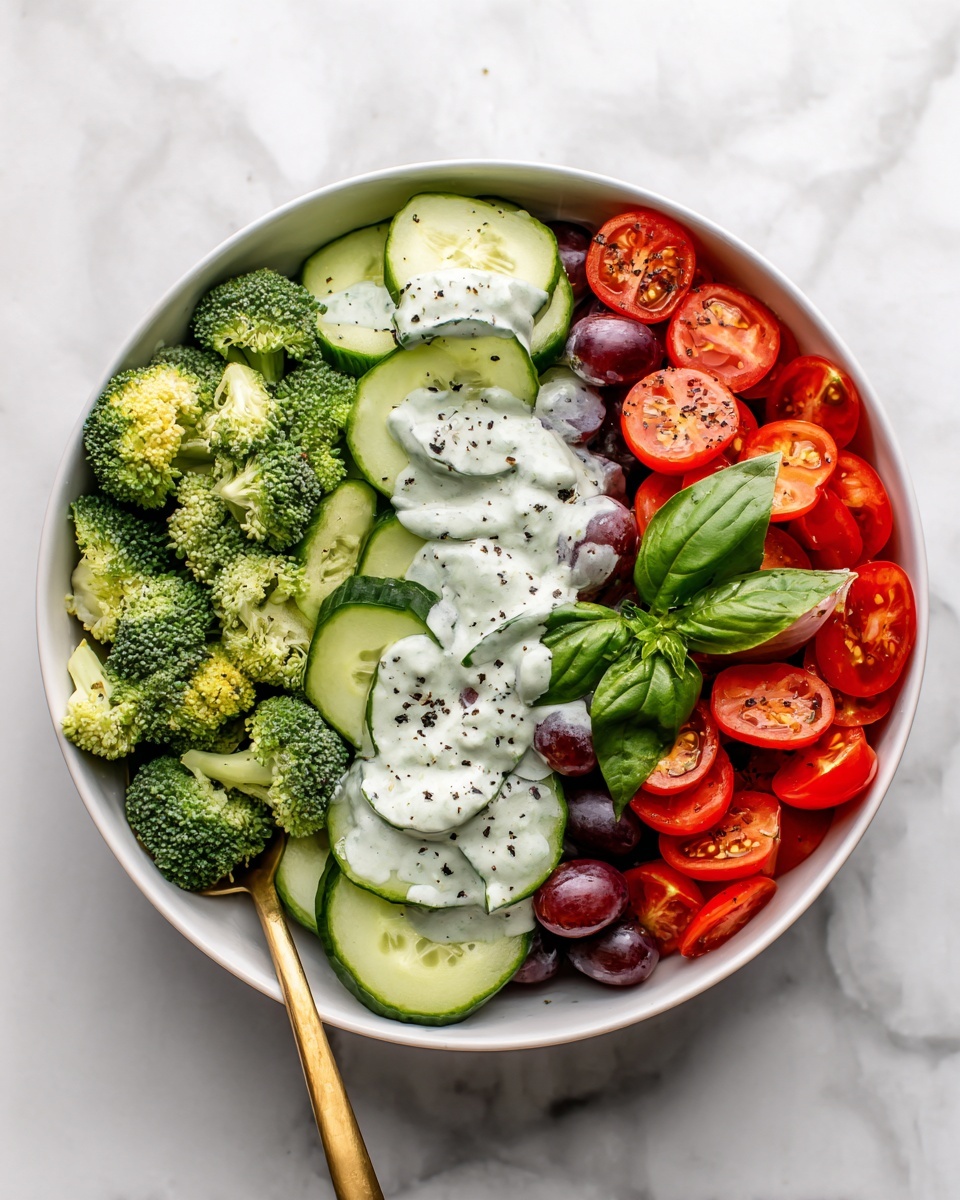 Greek Healthy Broccoli Salad with Cashew Lemon Dressing Recipe - Recipe Image
