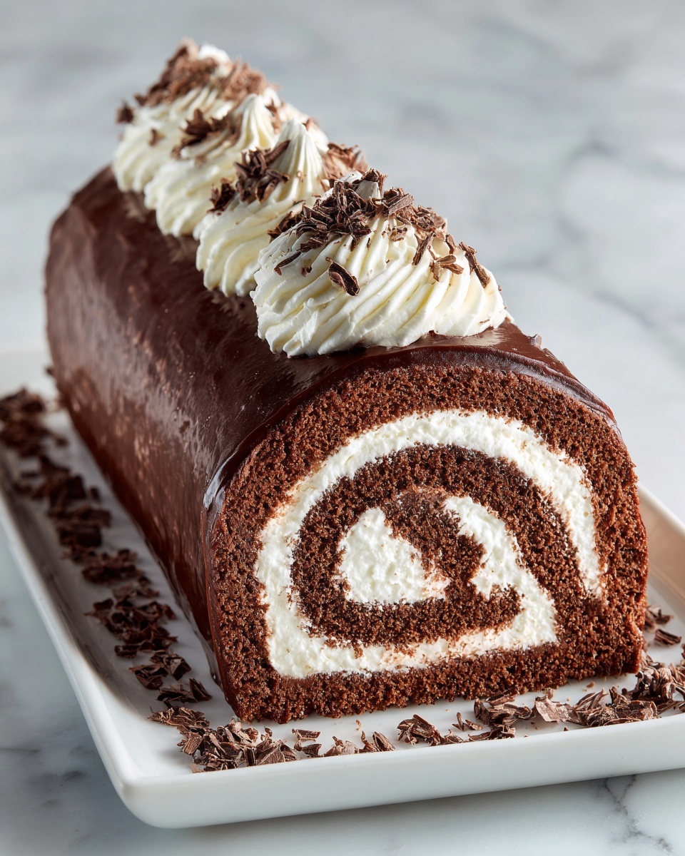 Classic Yule Log Cake with Chocolate Frosting and Sugared Cranberries Recipe - Recipe Image