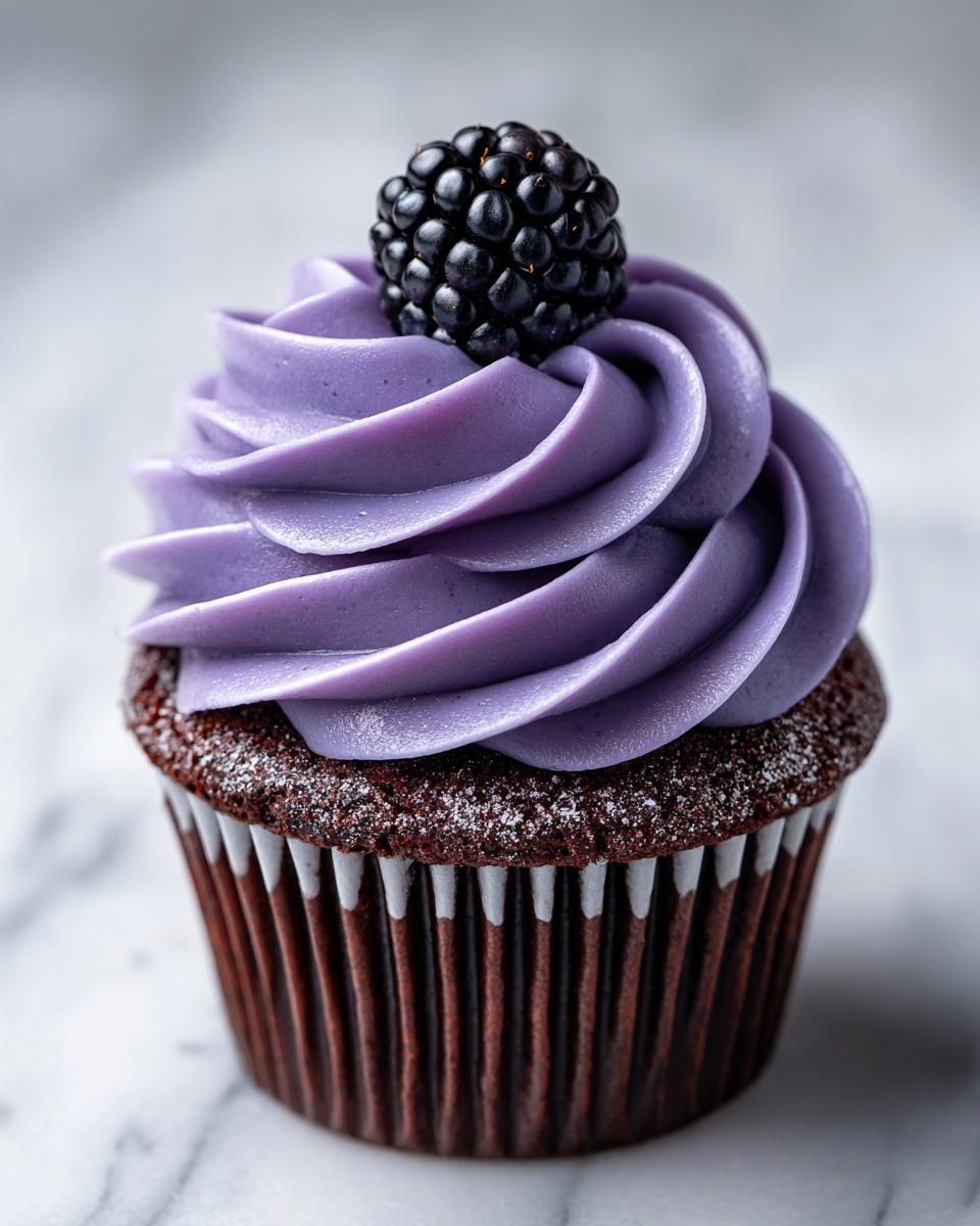 Dark Chocolate Blackberry Cupcakes Recipe - Recipe Image