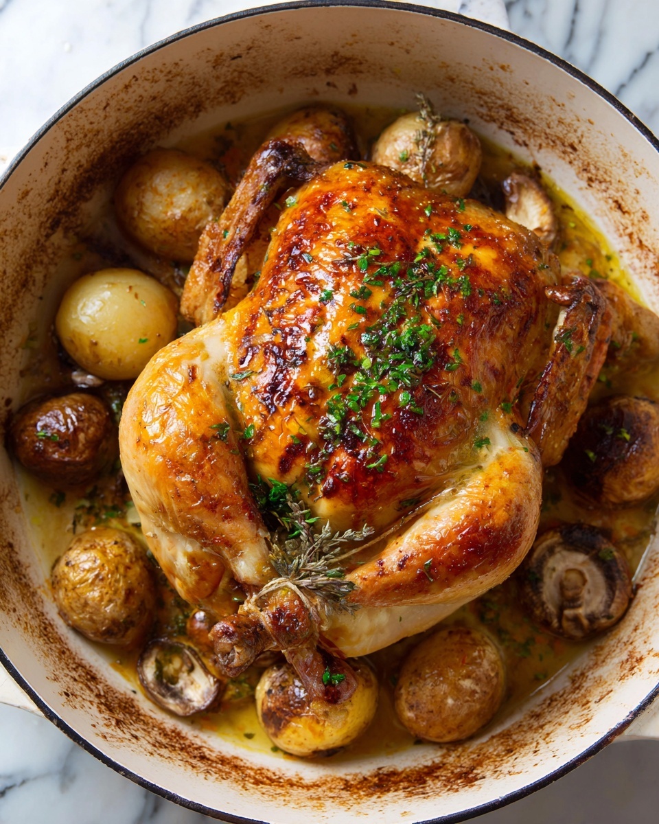 Creamy Lemon and Herb Pot Roasted Chicken Recipe - Recipe Image