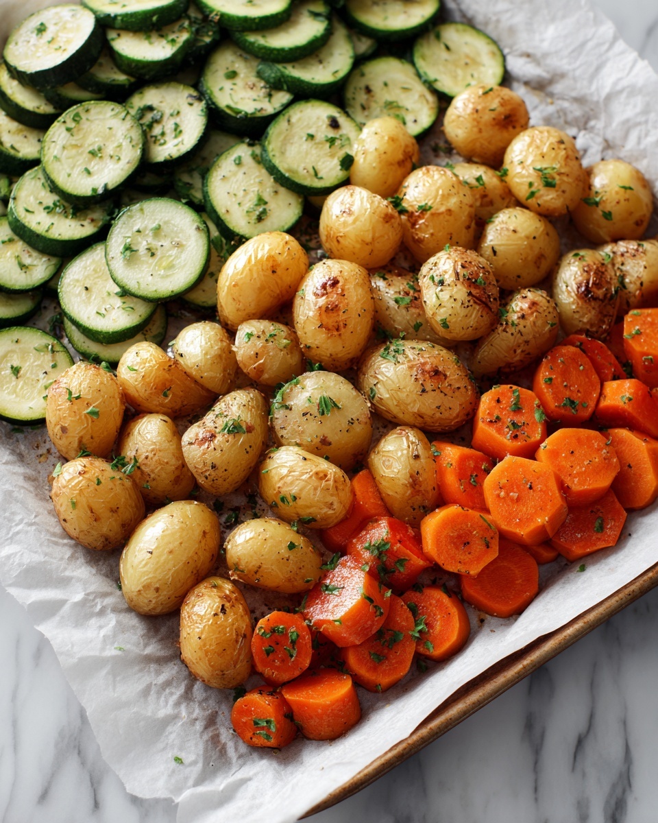 Garlic Herb Roasted Potatoes, Carrots, and Zucchini Recipe - Recipe Image