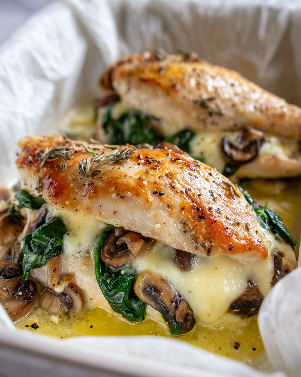 Baked Chicken with Spinach and Mushrooms Recipe - Recipe Image