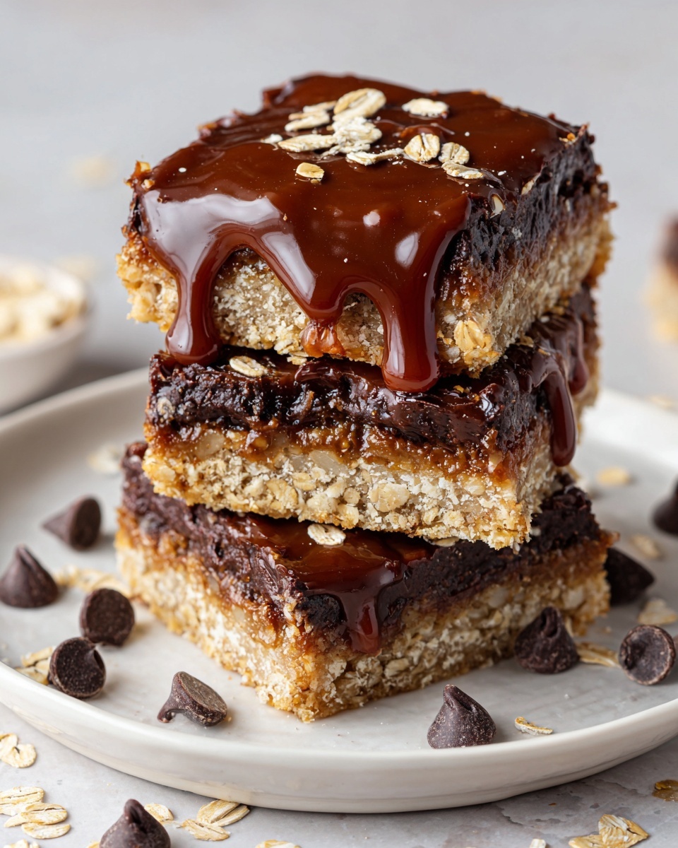 Salted Caramel Chocolate Oat Bars Recipe - Recipe Image