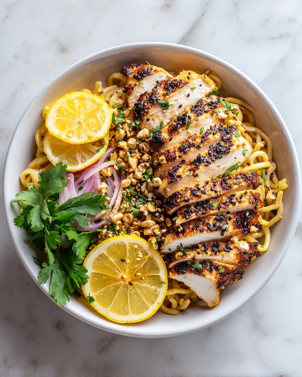 Lemon Garlic Chicken Noodle Bowl Recipe - Recipe Image