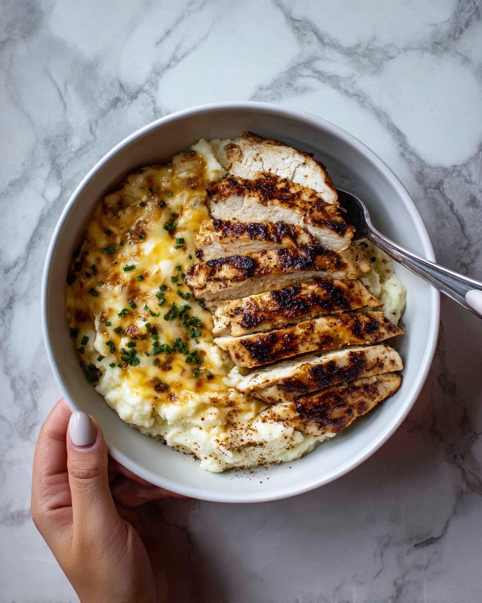 Garlic Parmesan Chicken Steak Bake with Cheesy Loaded Mashed Potatoes Recipe - Recipe Image
