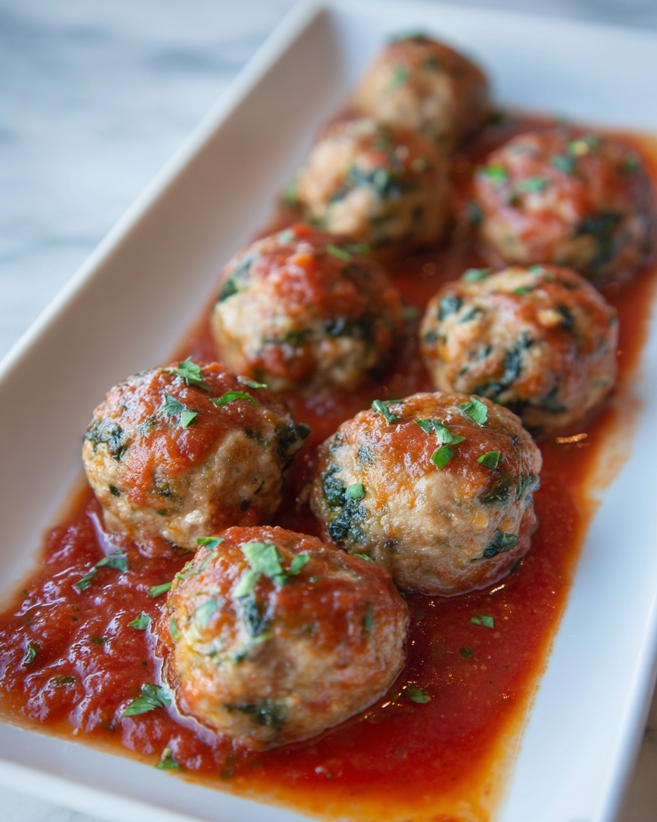 Baked Chicken Ricotta Meatballs with Spinach Recipe - Recipe Image