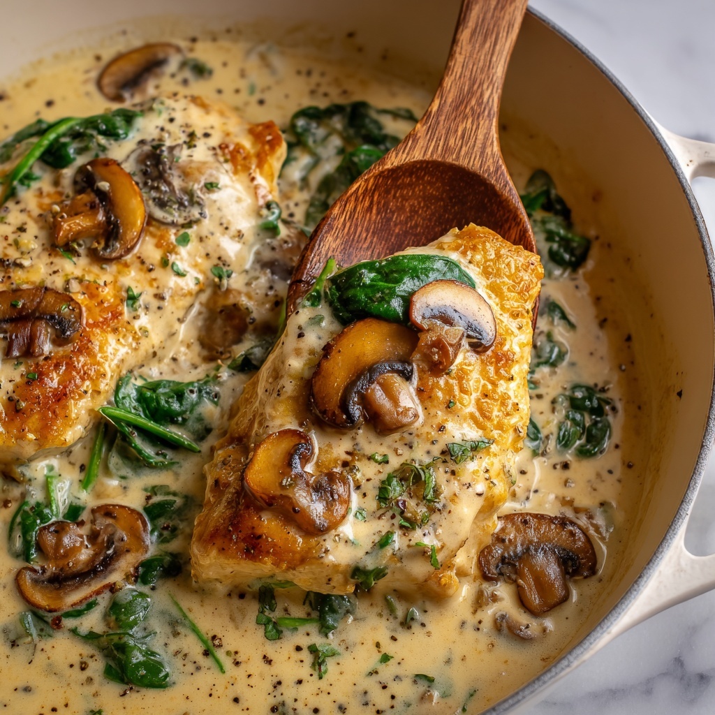 Creamy Parmesan Garlic Mushroom Chicken Recipe - Recipe Image