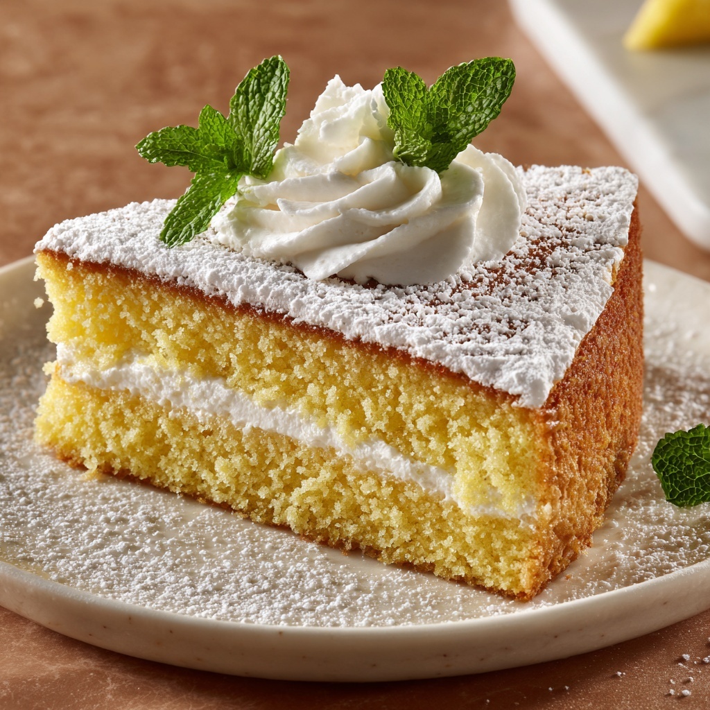 Lemon Custard Cloud Cake – Soft Layers & Silky Filling Recipe - Recipe Image