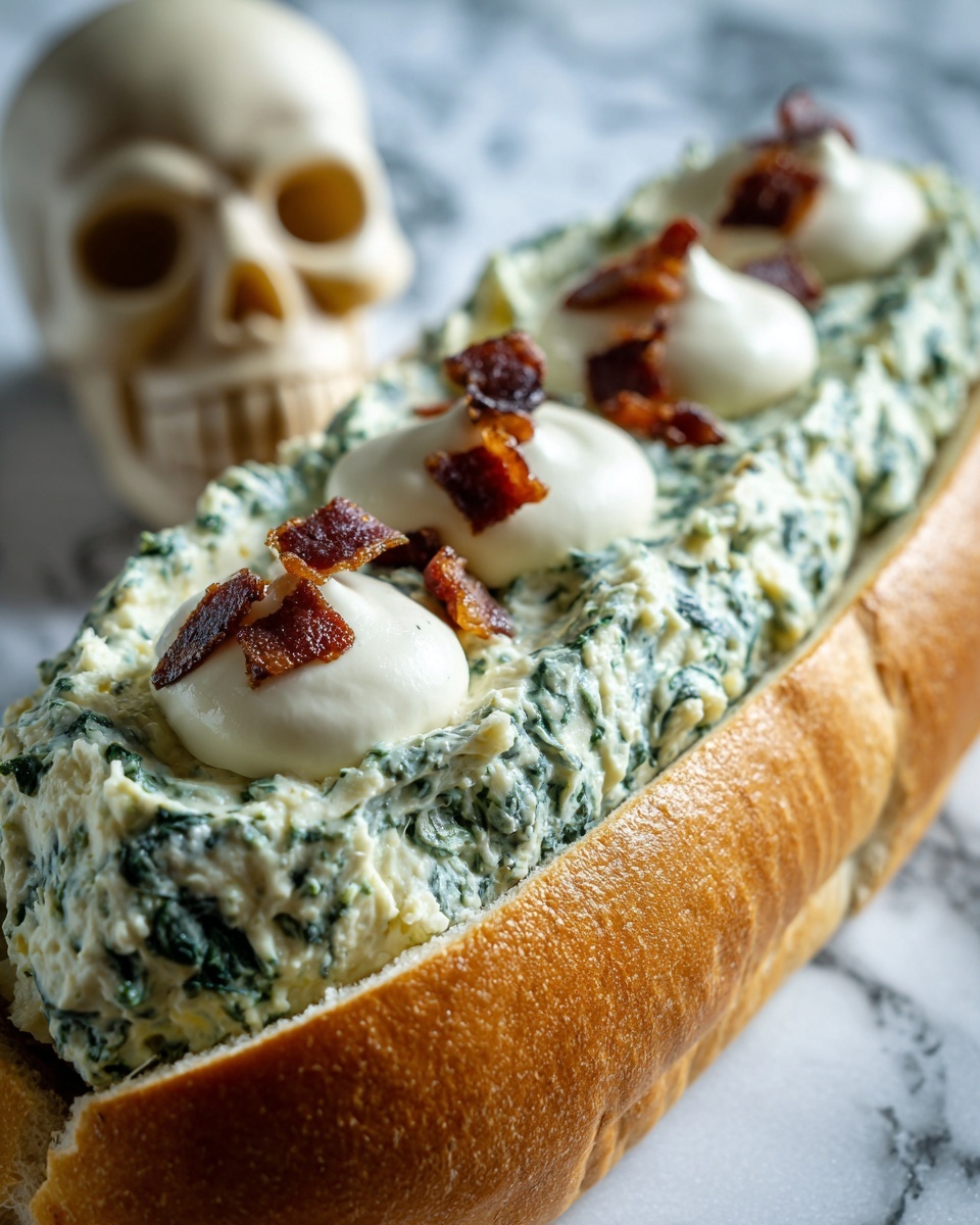 Halloween Lipton Spinach Dip in a Coffin Bread Bowl Recipe - Recipe Image