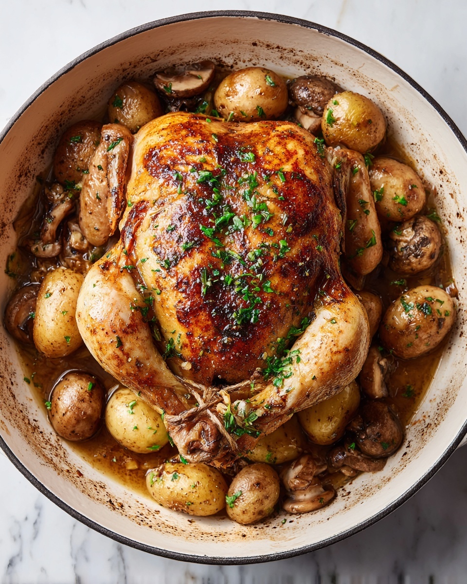 Creamy Lemon and Herb Pot Roasted Chicken Recipe - Recipe Image