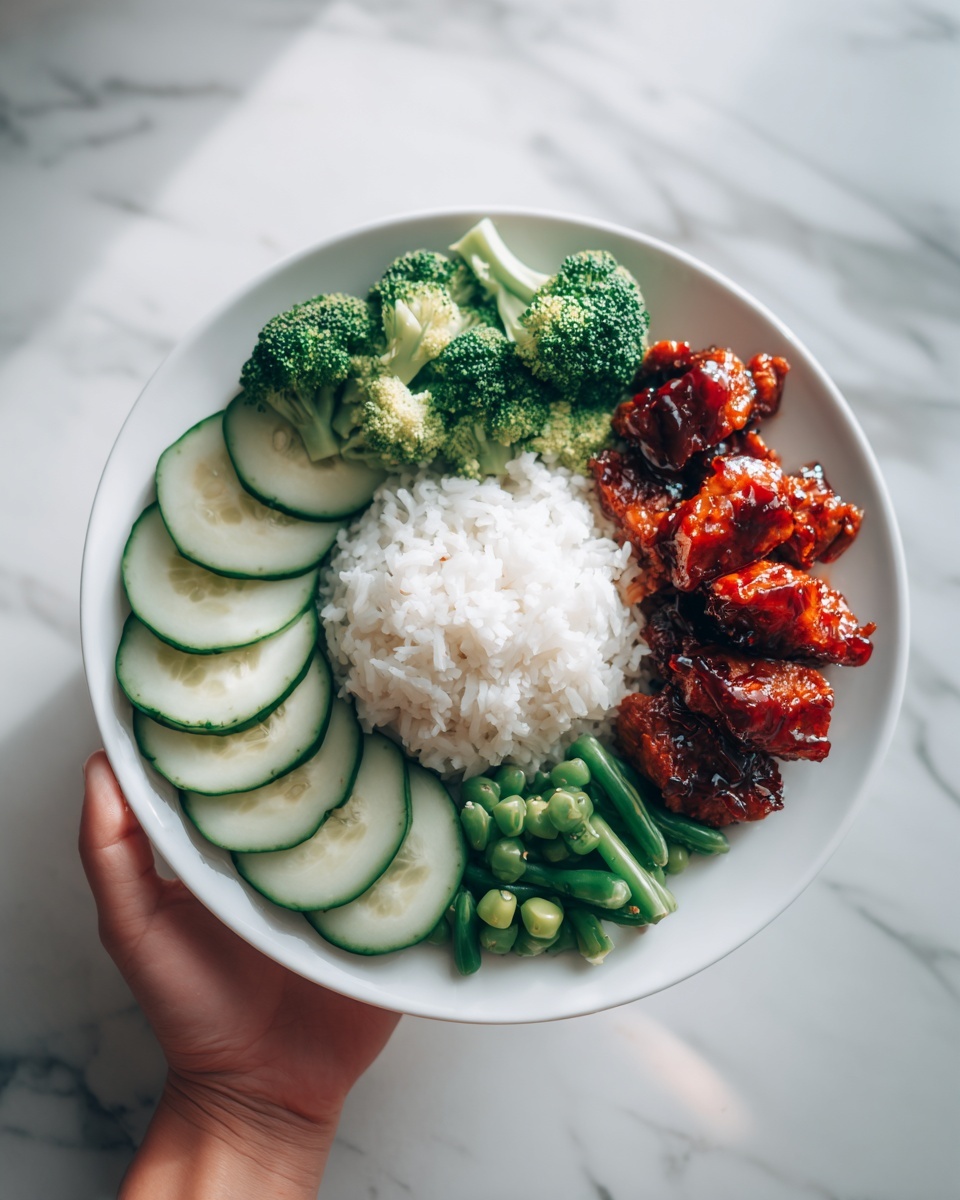 Teriyaki Chicken with Steamed Rice, Broccoli & Cucumber Recipe - Recipe Image