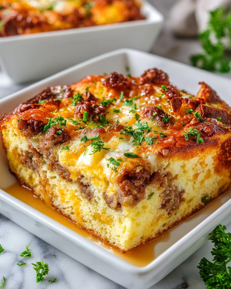 Sausage Breakfast Strata with Maple Syrup and Cheddar Recipe - Recipe Image