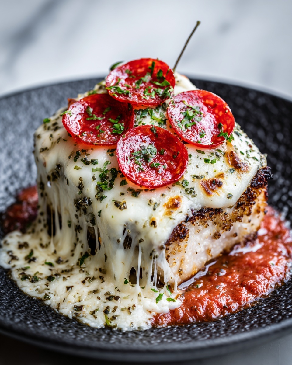 Pepperoni Pizza Stuffed Chicken Bake Recipe - Recipe Image