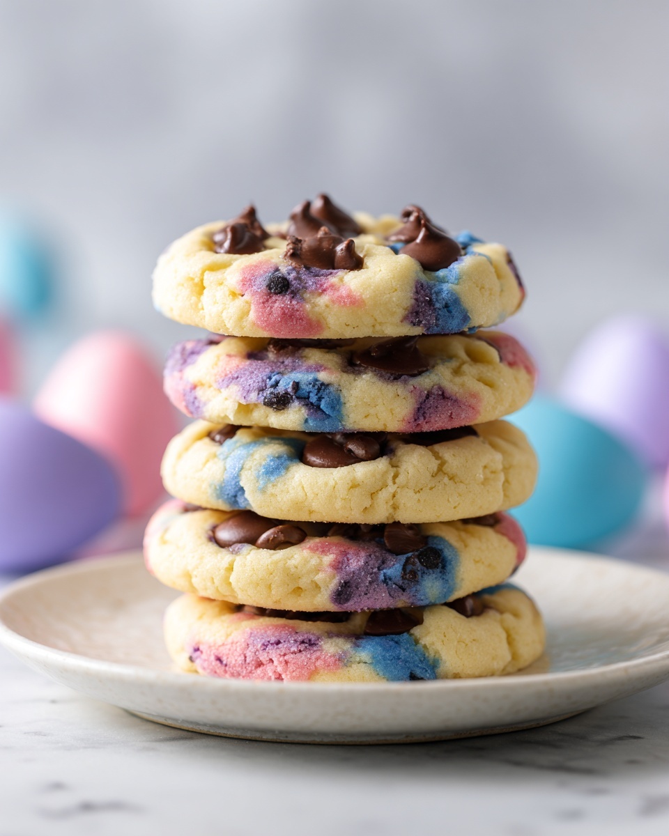 Pastel Marbled Chocolate Chip Cookies with Easter M&Ms Recipe - Recipe Image