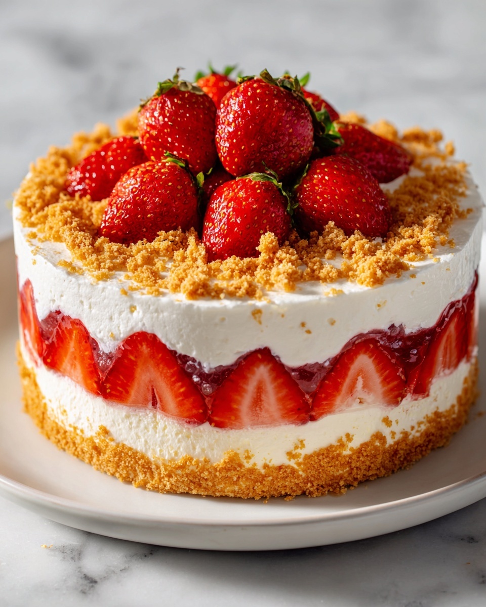 Strawberry Delight Crunch Cake Recipe - Recipe Image