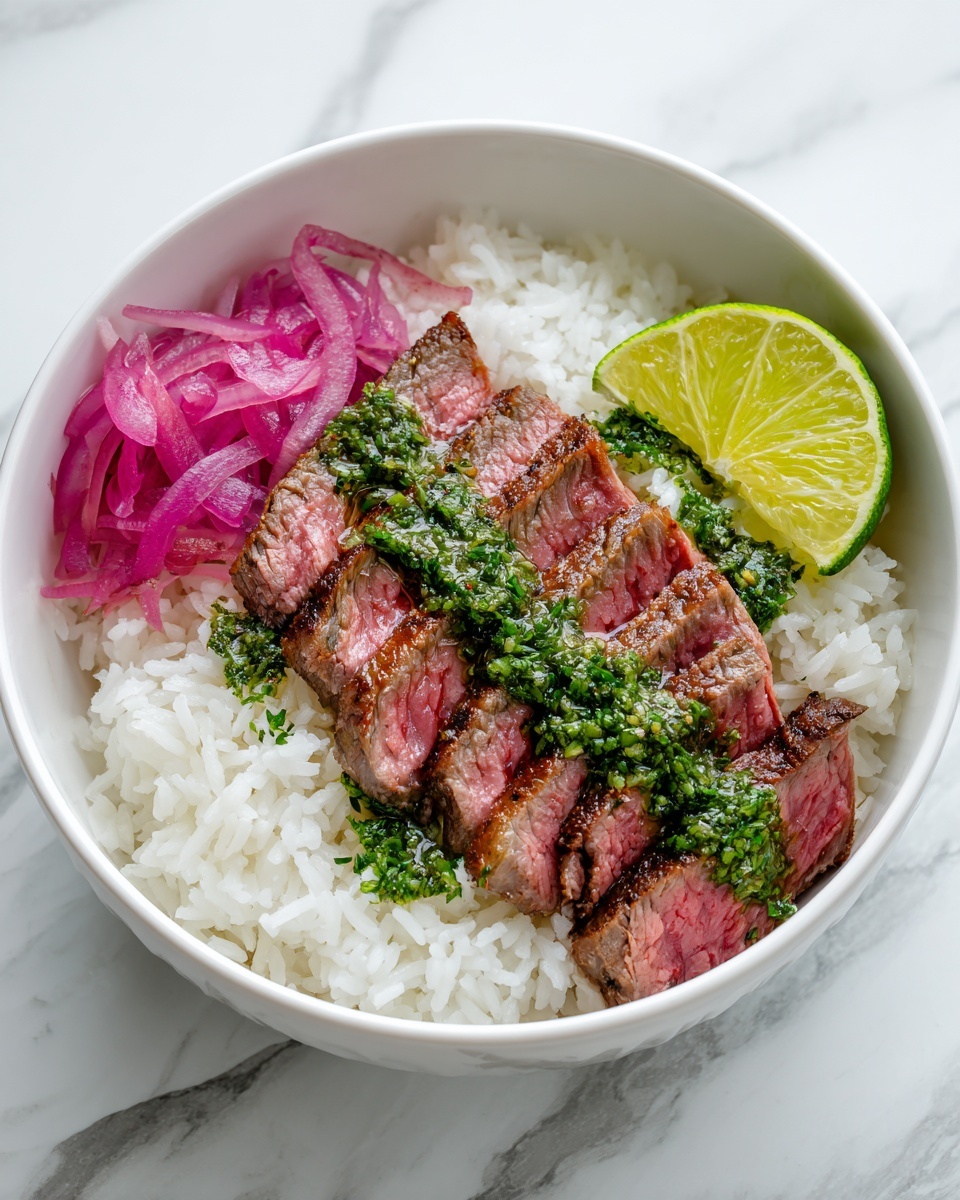 Skirt Steak Rice Bowls with Chimichurri Sauce Recipe - Recipe Image