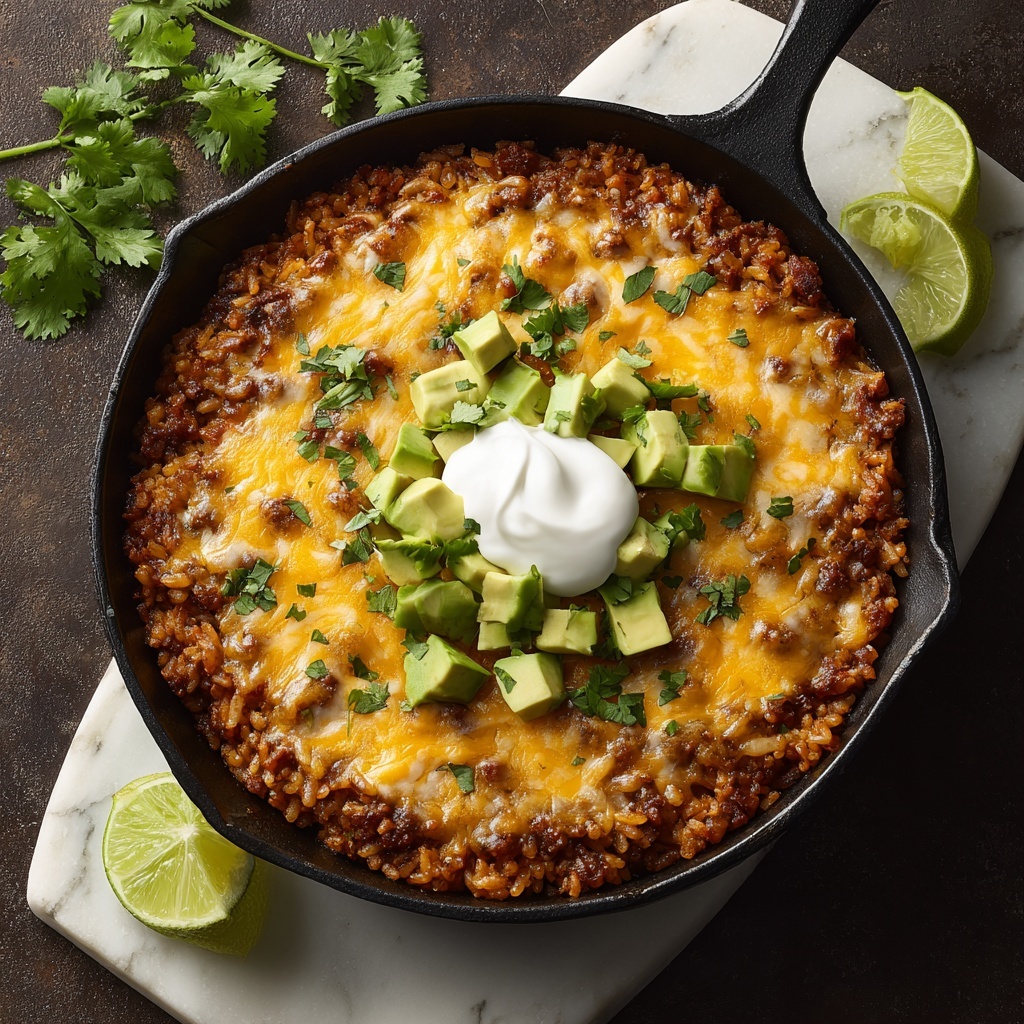 Skillet Mexican Beef and Rice Recipe - Recipe Image
