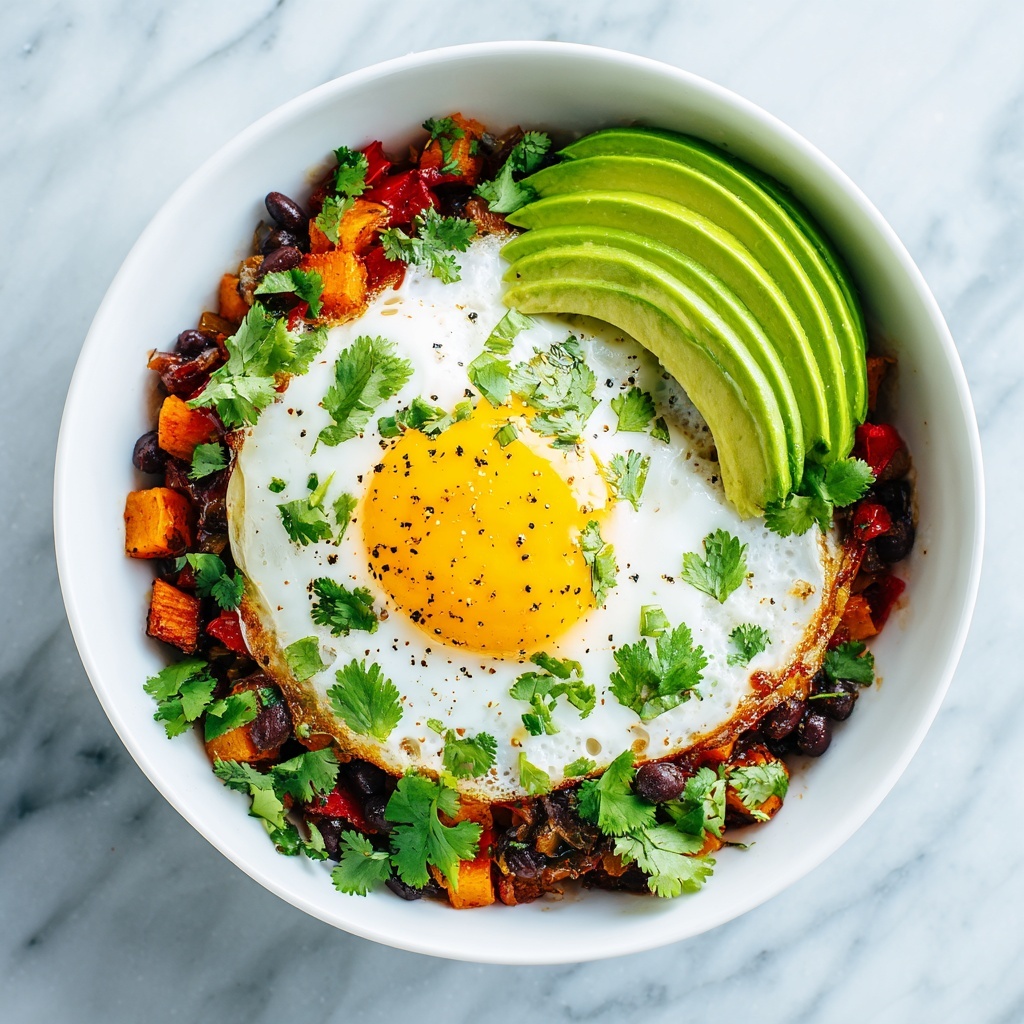 Southwest Sweet Potato Hash with Eggs, Avocado, and Cilantro Recipe - Recipe Image