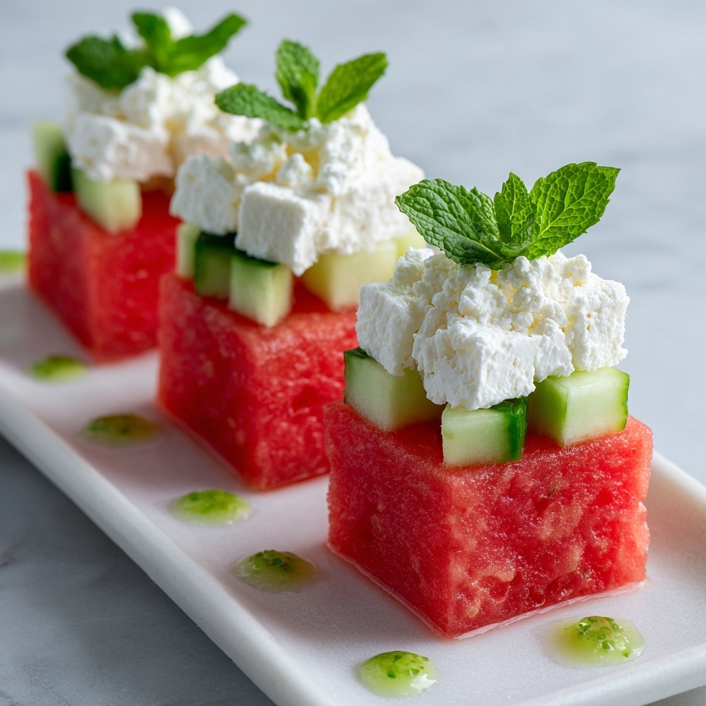 Watermelon Cucumber Feta Cups Recipe - Recipe Image