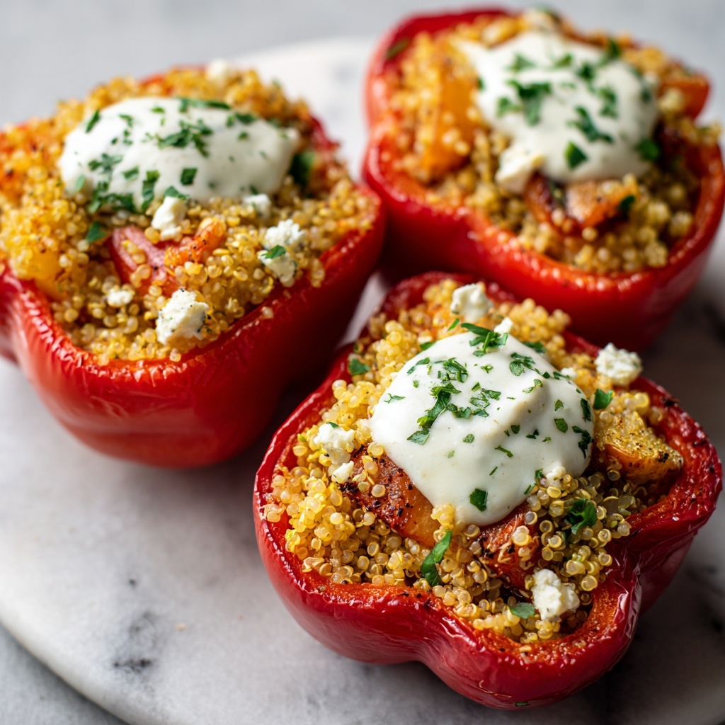 Greek Stuffed Peppers with Tzatziki Sauce Recipe - Recipe Image