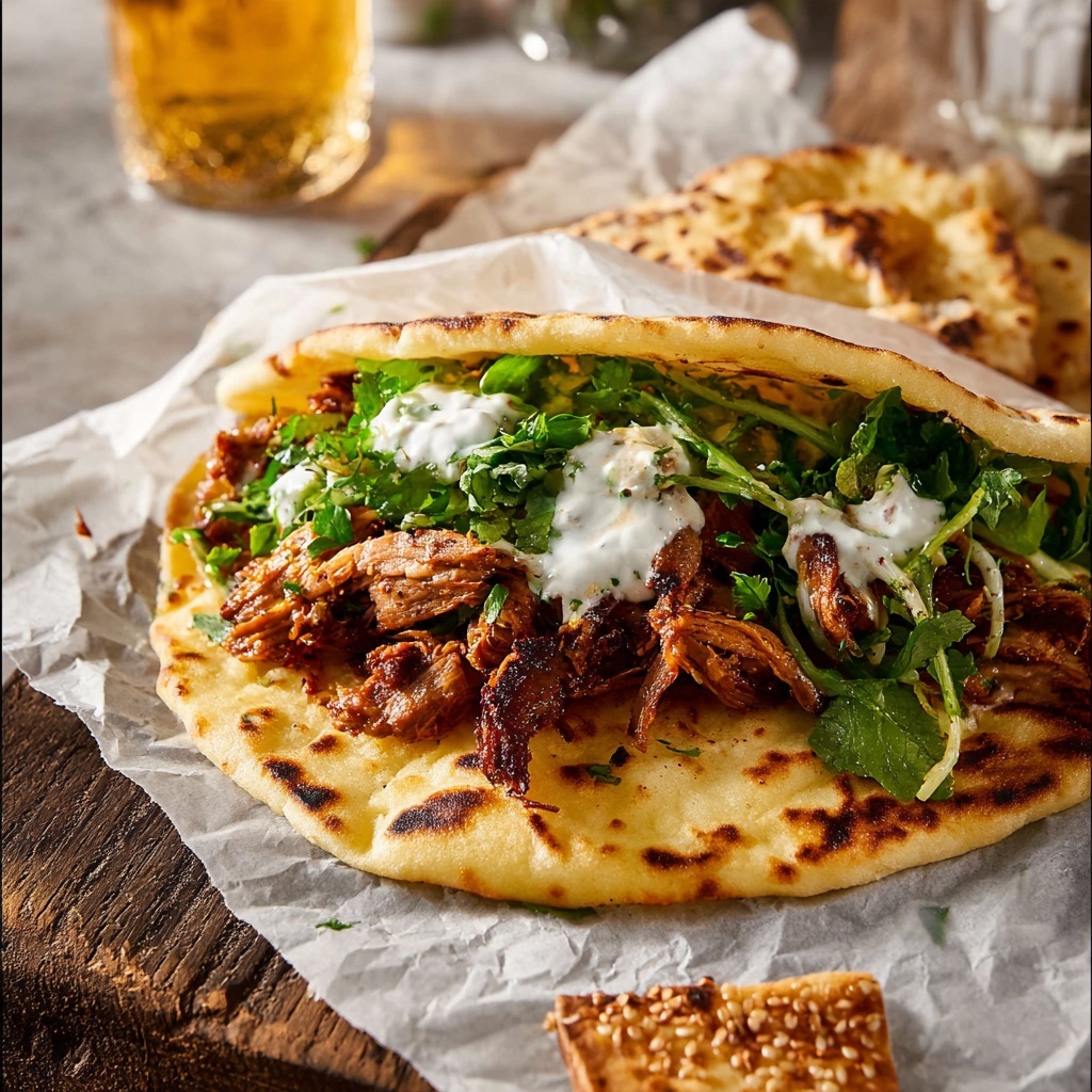 Curry Chicken Gyro and Tahini Sweet Potatoes Recipe - Recipe Image