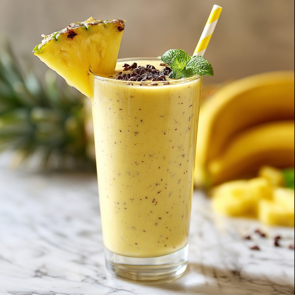 Tropical Pineapple Mango Banana Smoothie Recipe - Recipe Image