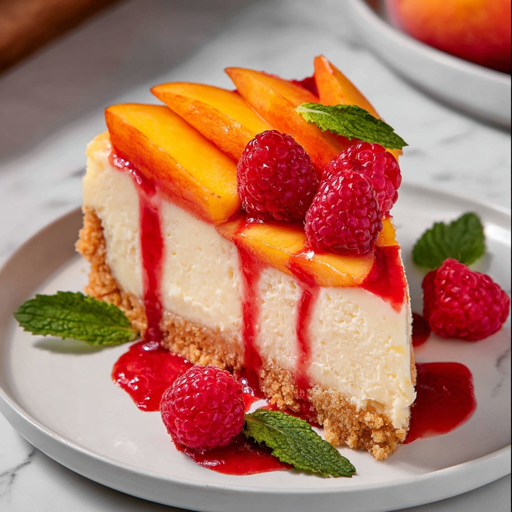 Peach Raspberry Cheesecake Recipe - Recipe Image