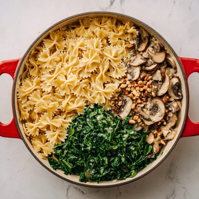 Parmesan Spinach Mushroom Pasta Skillet Recipe