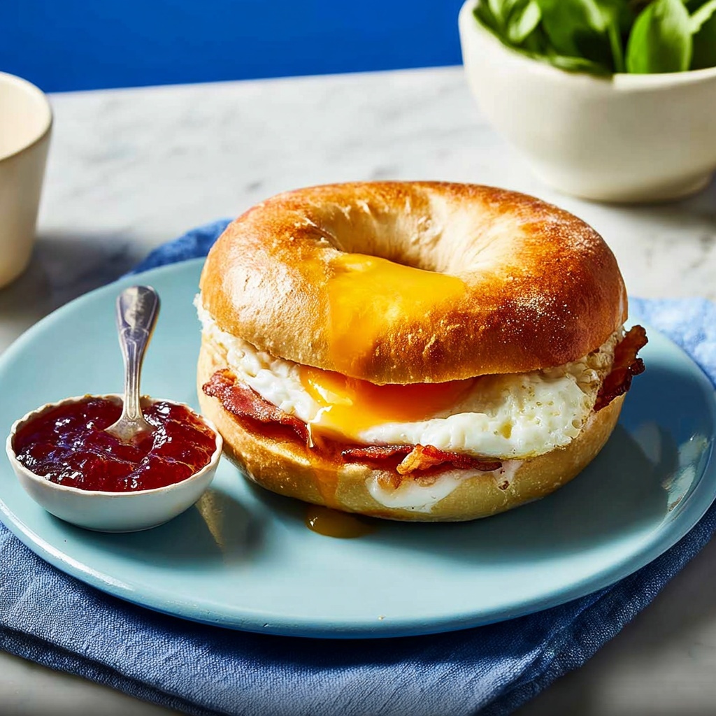 Air Fryer Cheesy Egg Bagels Recipe - Recipe Image