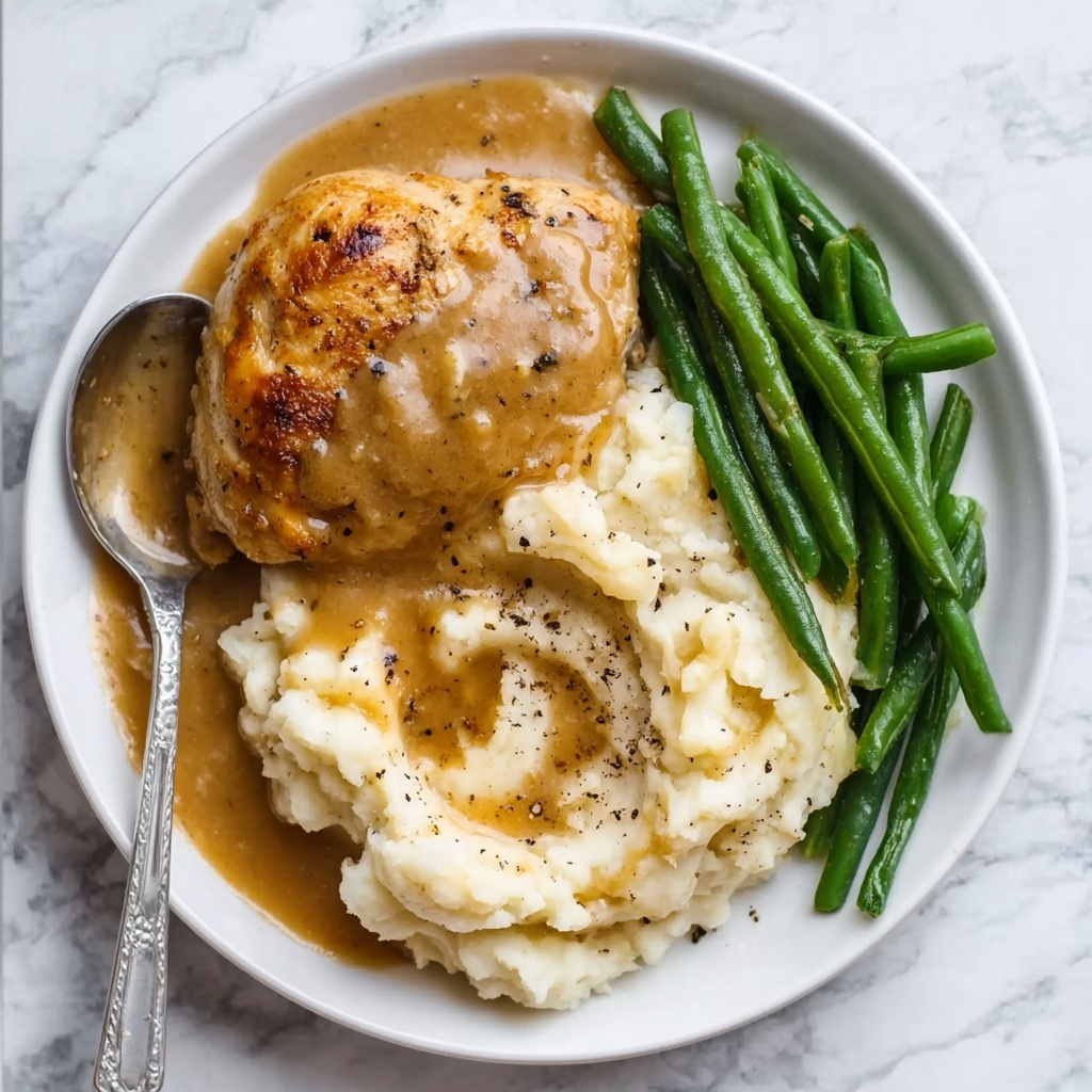 Chicken and Garlic Gravy with Cheesy Mashed Potatoes Recipe - Recipe Image