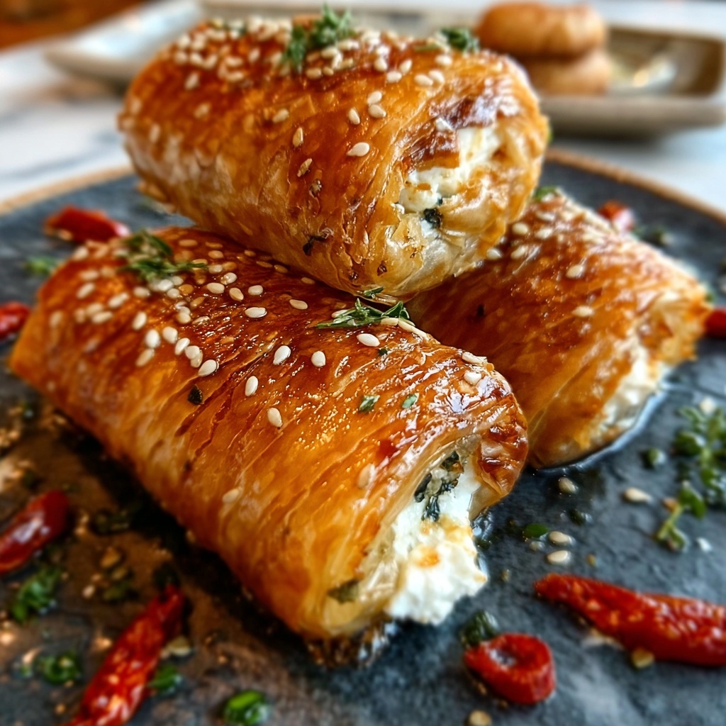 Oven-Fried Feta Rolls with Chili Honey Recipe - Recipe Image