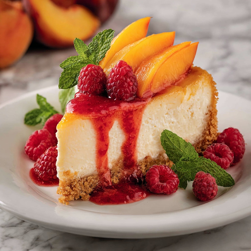 Peach Raspberry Cheesecake Recipe - Recipe Image