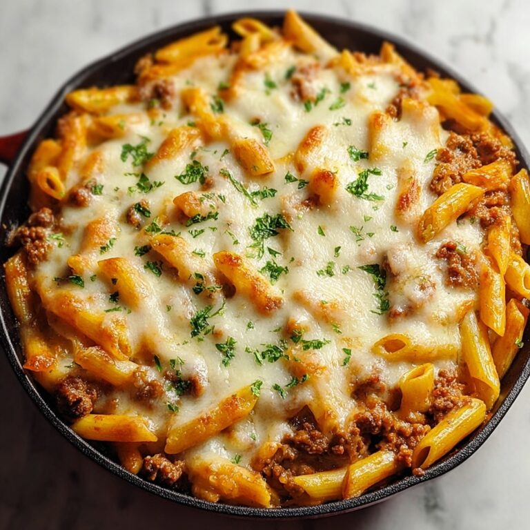 Cheesy Ground Beef Pasta Skillet Recipe