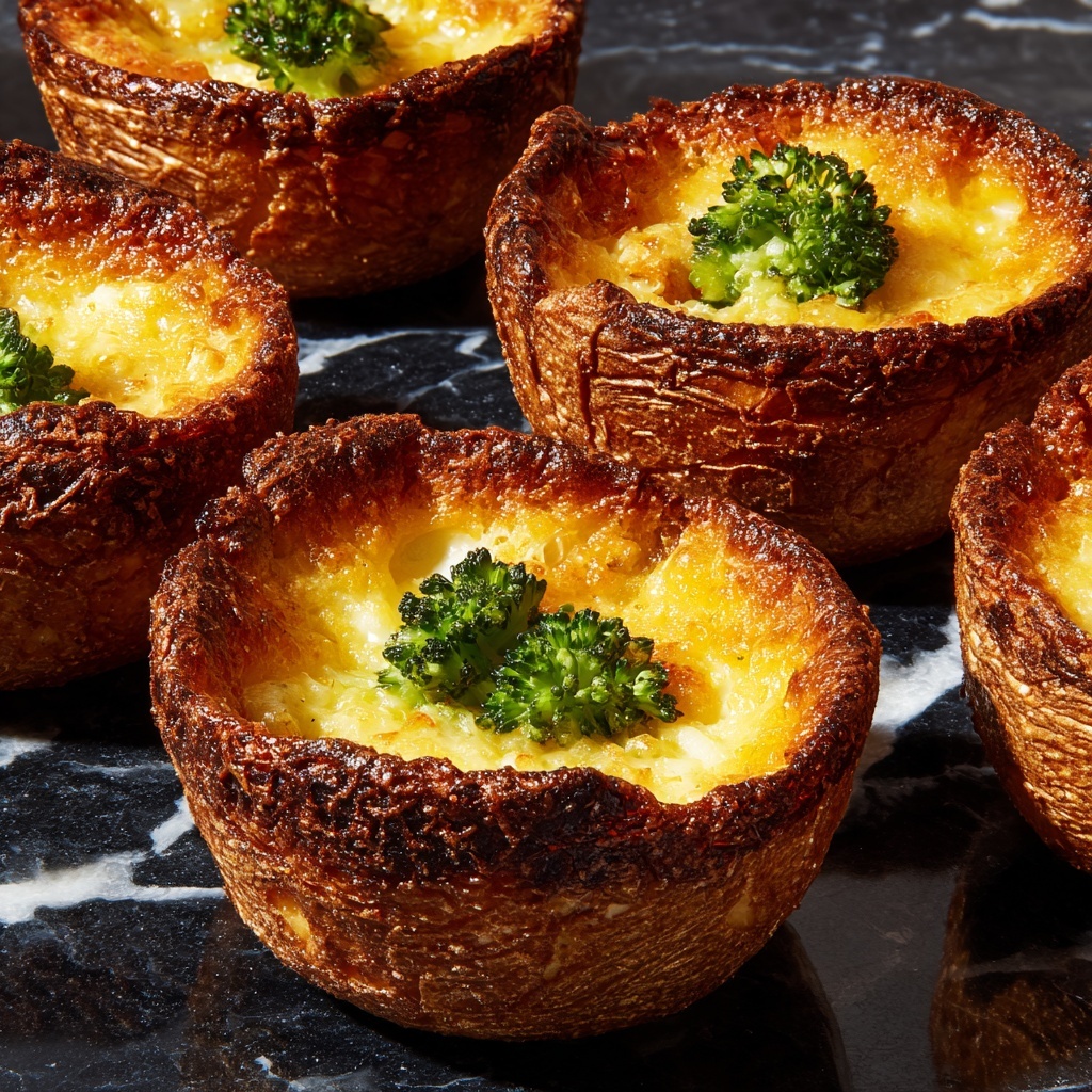 Broccoli Cheddar Smashed Potato Cups Recipe - Recipe Image
