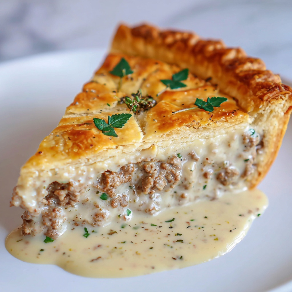 Sausage Gravy and Biscuit Pie Recipe - Recipe Image