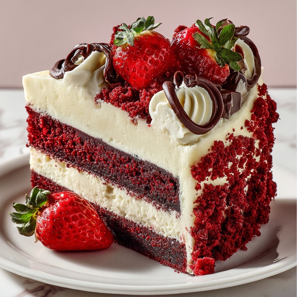 Red Velvet Strawberry Cheesecake Recipe - Recipe Image