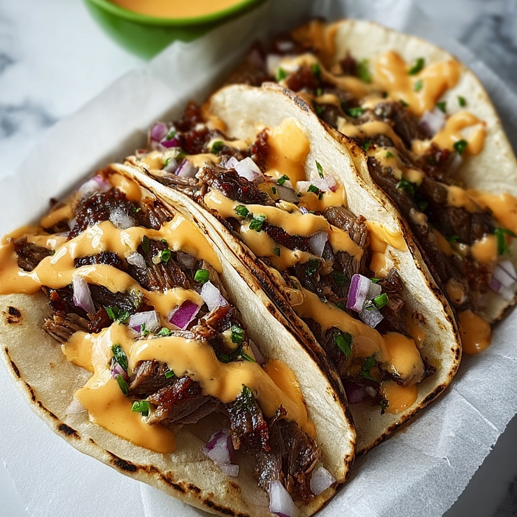 Garlic Butter Honey BBQ Beef Tacos Recipe - Recipe Image