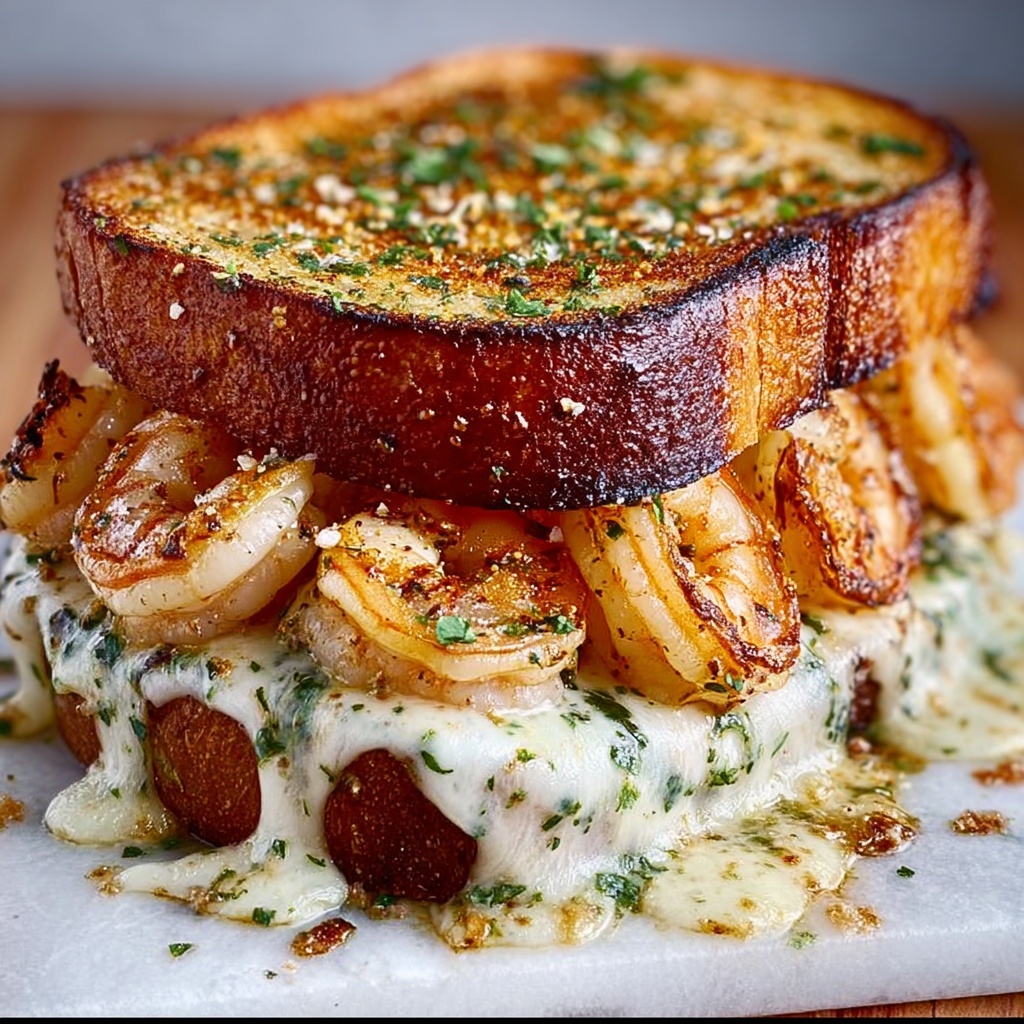 Shrimp Grilled Cheese with Garlic Bread Recipe - Recipe Image