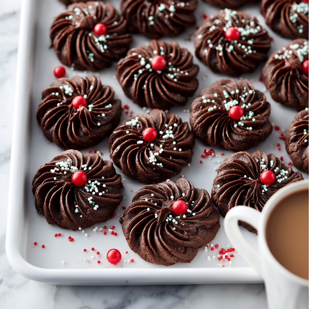 Piped Chocolate Butter Cookies Recipe - Recipe Image