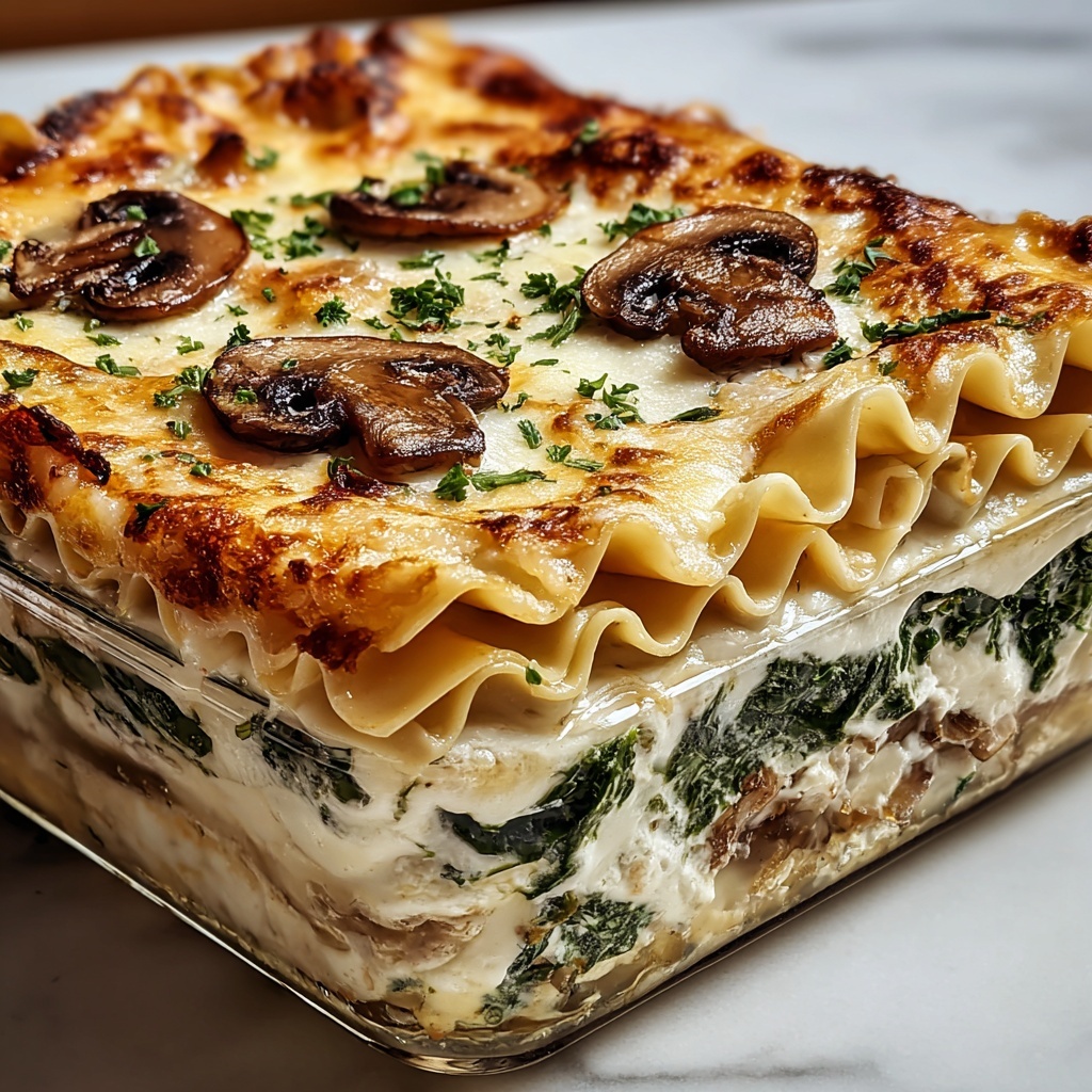 Creamy Spinach Mushroom Lasagna Recipe - Recipe Image