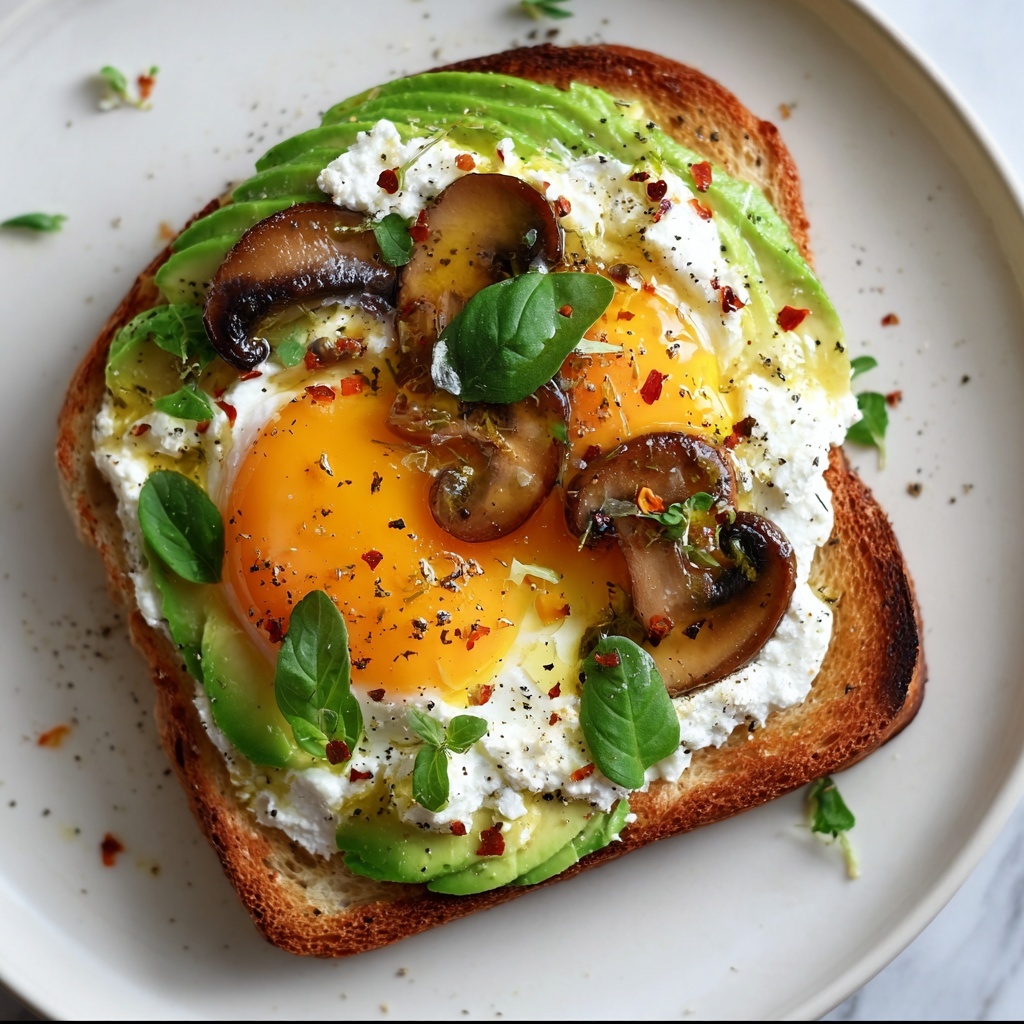 Vegan Avocado Toast with Mushrooms and Ricotta Recipe - Recipe Image