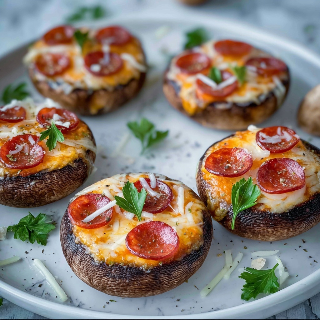Keto Stuffed Mushrooms with Pepperoni, Olives, and Cheese Recipe - Recipe Image