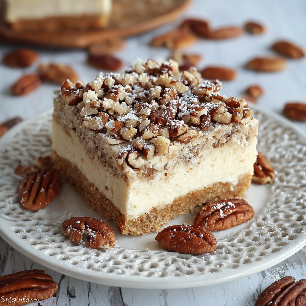 Pecan Pie Cheesecake Bars Recipe - Recipe Image