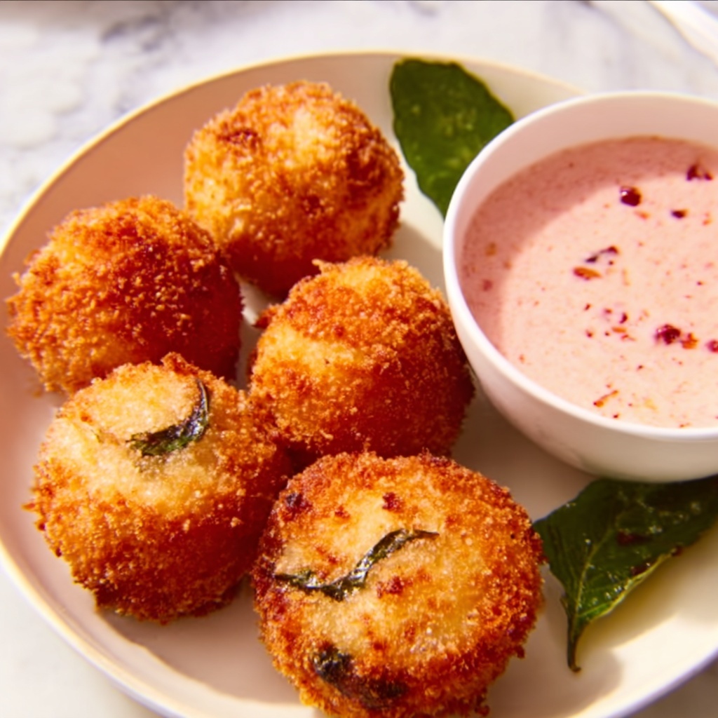 Mashed Potato Croquettes with Cranberry Mayo Recipe - Recipe Image